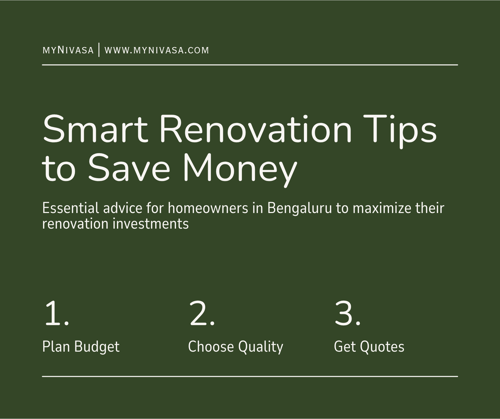 Smart home renovation tips to save money in Bengaluru plan budget choose quality get quotes by myNivasa