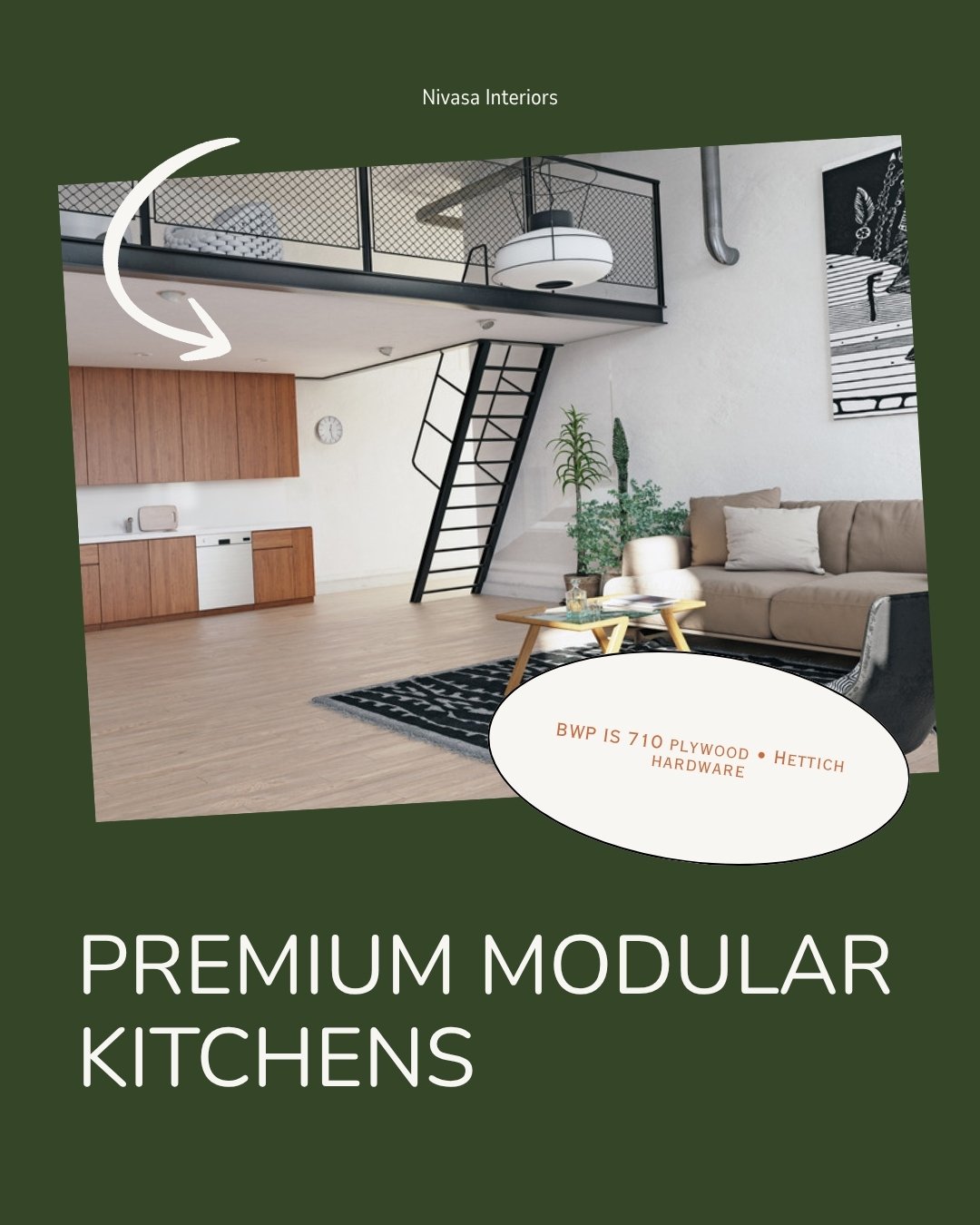 Premium modular kitchen HSR Layout BWP IS 710 plywood Hettich German hardware