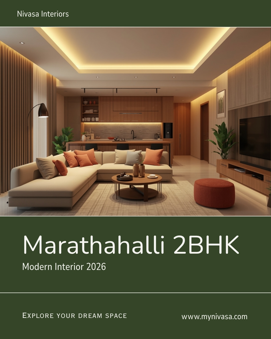 Marathahalli 2BHK modern apartment interior design 2026 living room