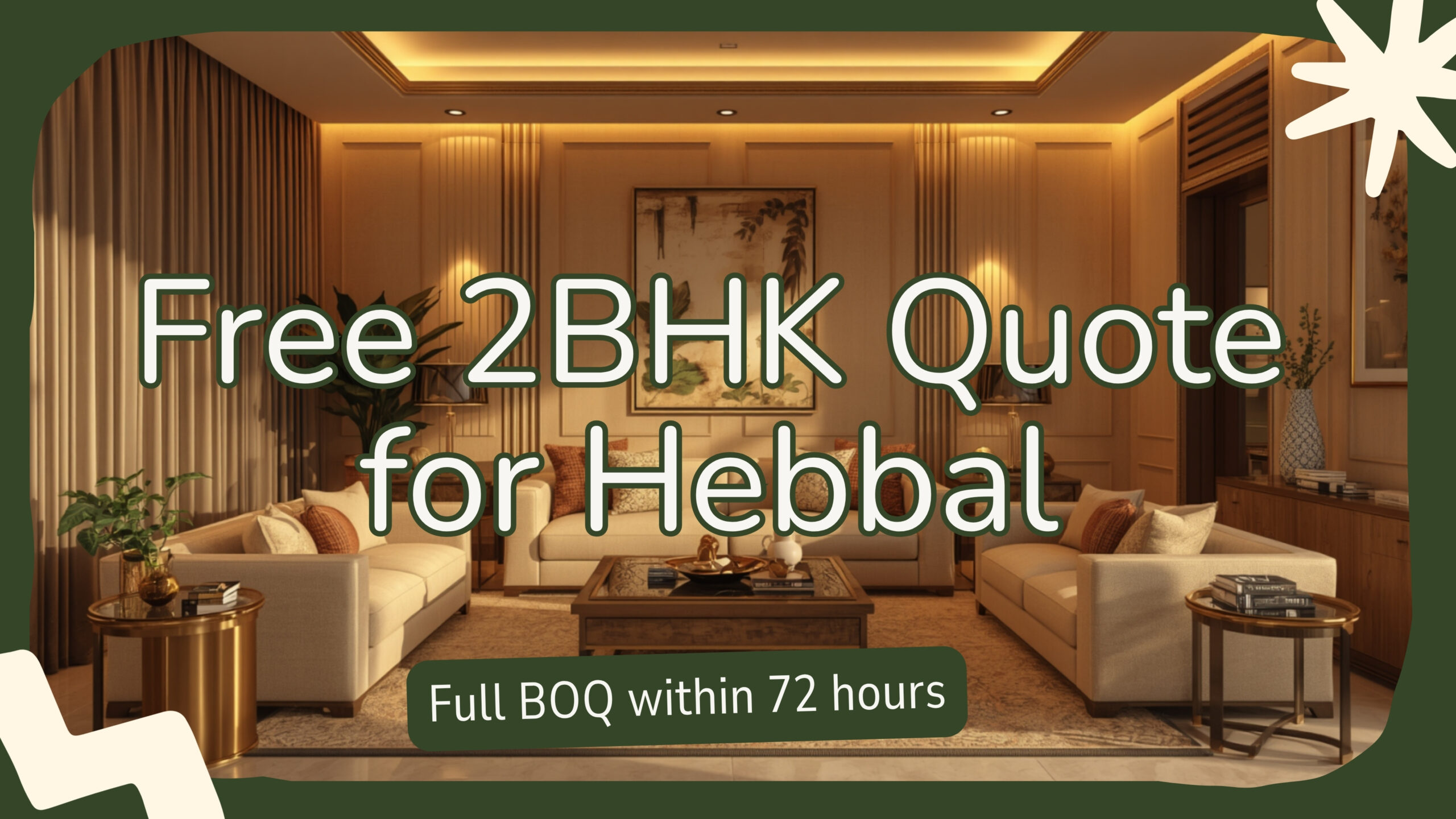 2BHK interior design Hebbal 2026 free quote consultation CTA trust badges 8 years 200 plus projects by myNivasa