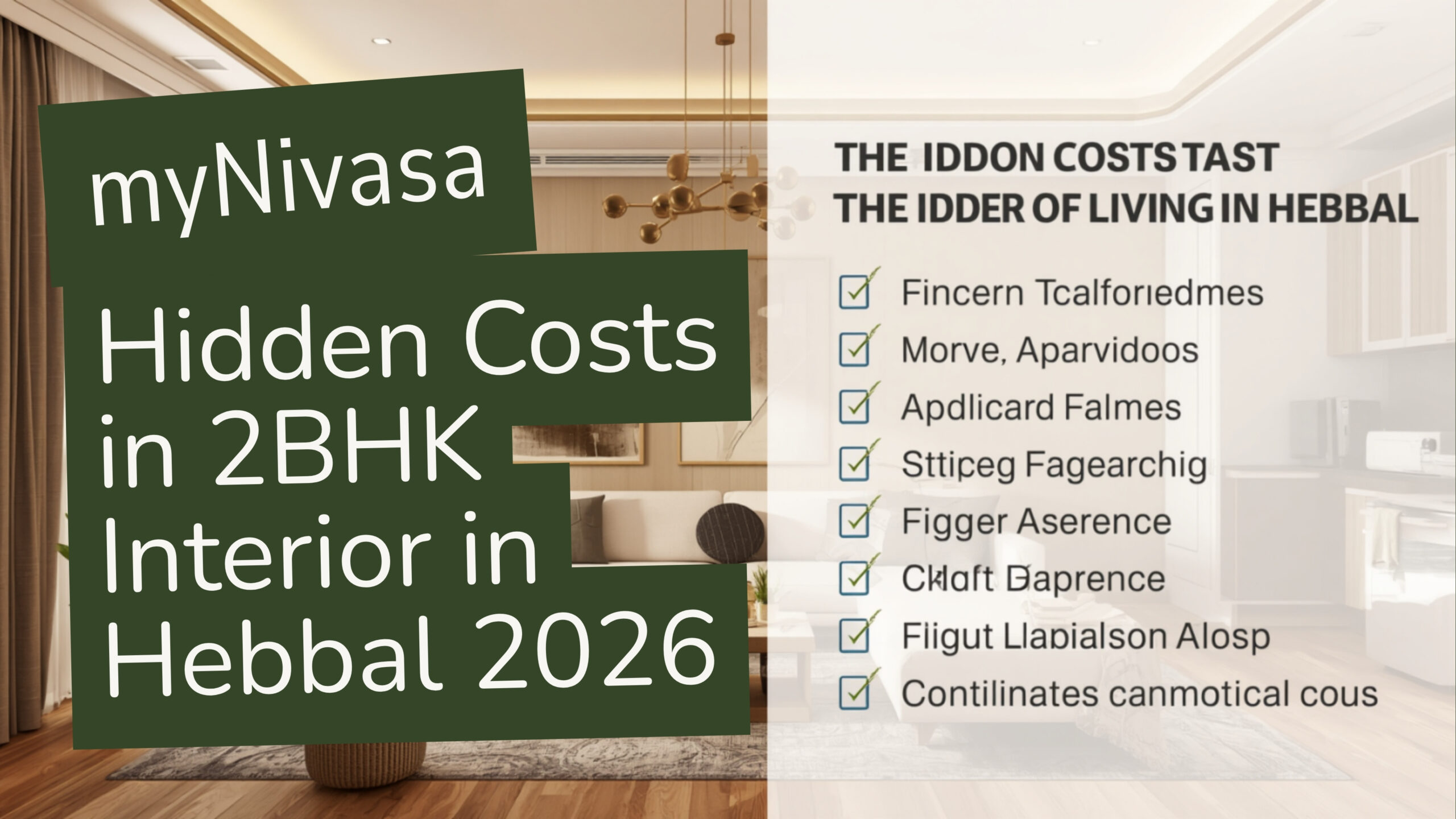 2BHK interior hidden costs Hebbal 2026 numbered checklist seven items deposits civil GST infographic by myNivasa