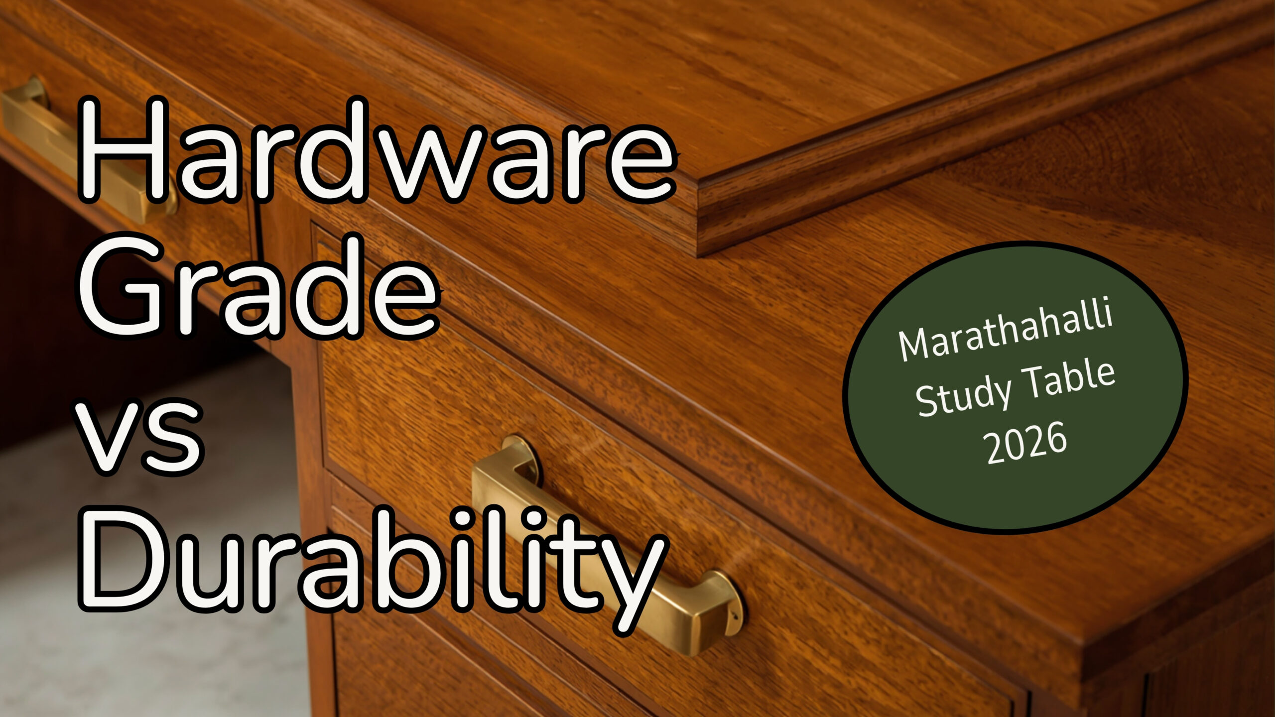 Hardware grade durability comparison for Marathahalli study table 2026 Ebco Hettich Hafele Blum drawer channels by myNivasa