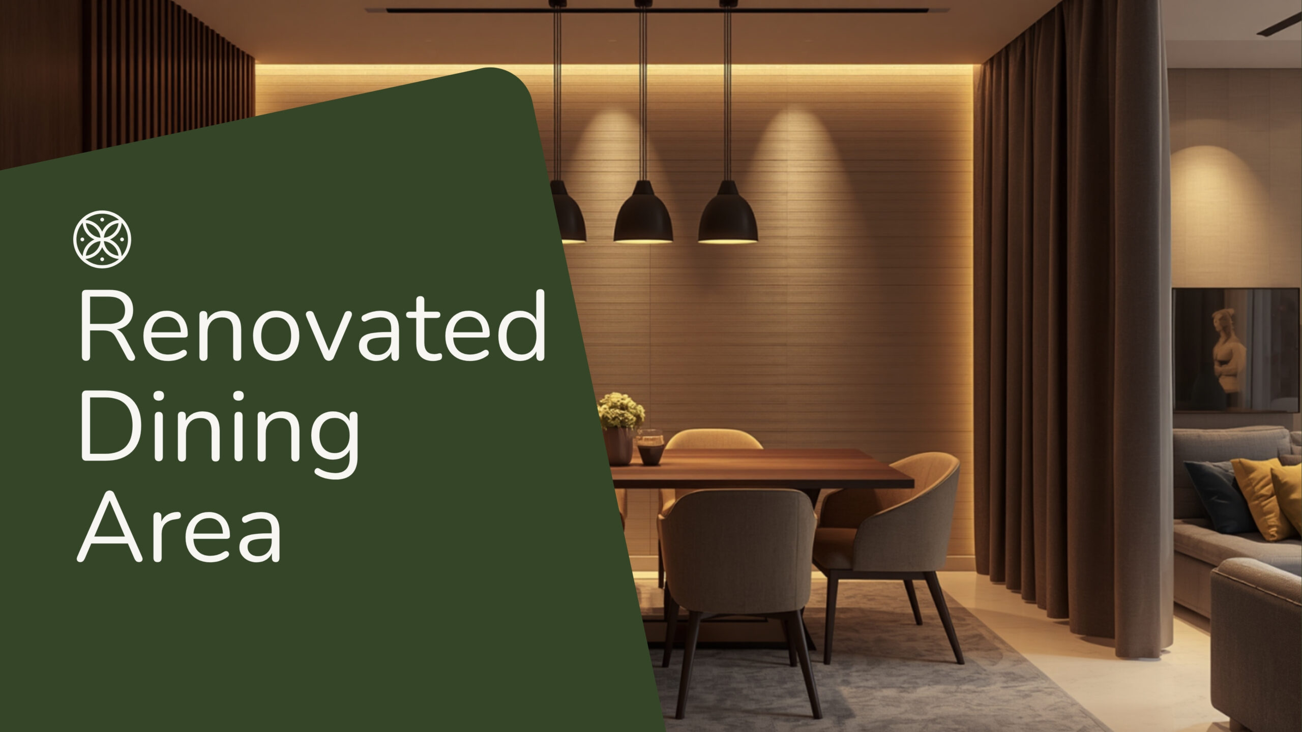 3 BHK renovation cost in Indiranagar 2026 dining area with pendant lighting and feature wall by myNivasa