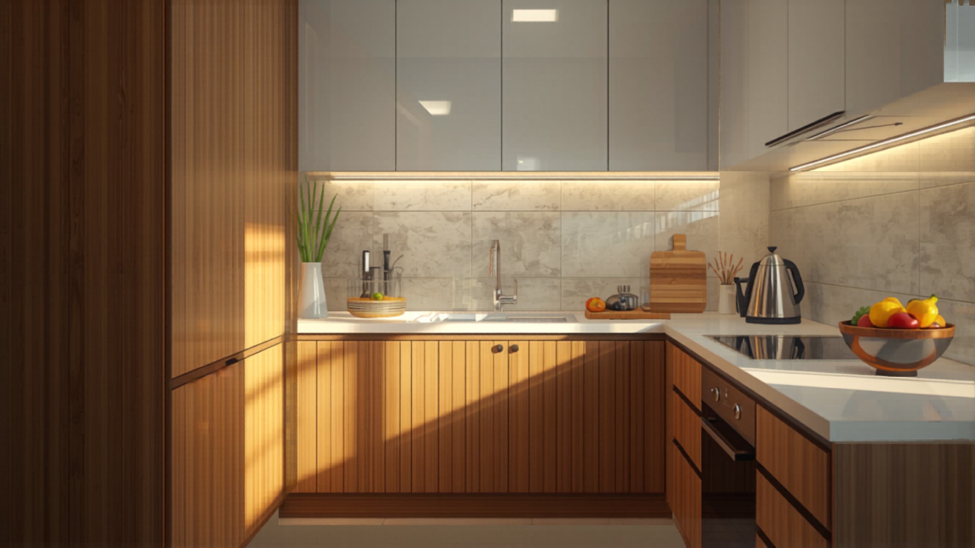 interior design Whitefield 2026 modular kitchen quartz countertop realistic interior by myNivasa