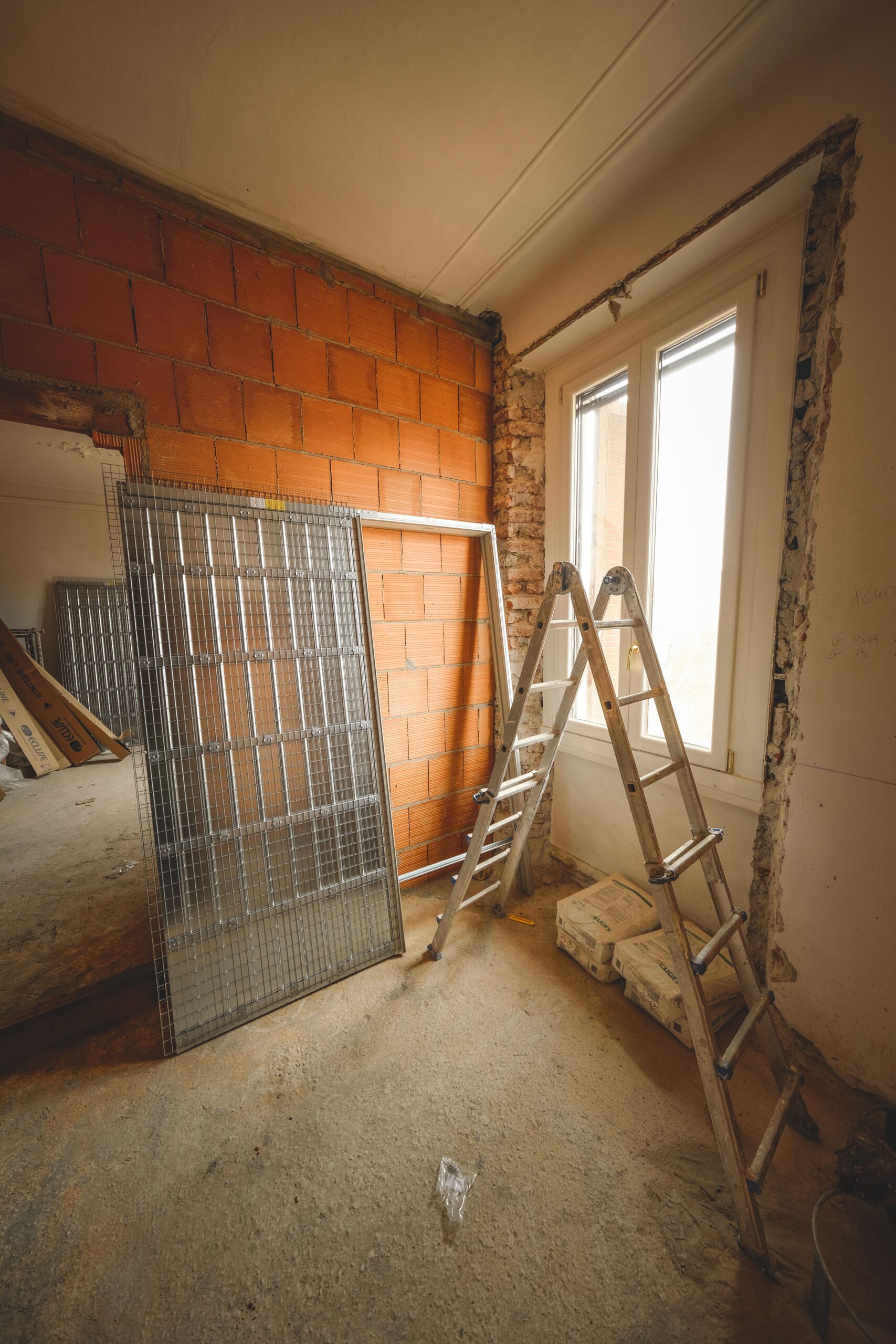 Ladder and pocket door frame installation during home renovation in Bangalore 2026 by myNivasa